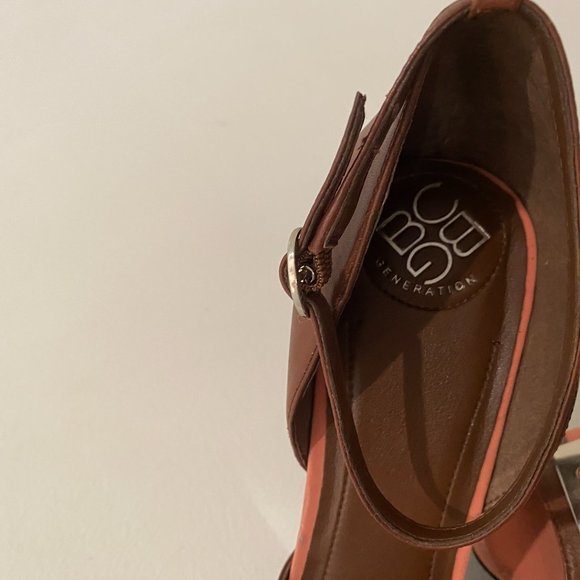BCBG Generation Brown and Pink Peep Toe Size 9.5 - Picture 3 of 9